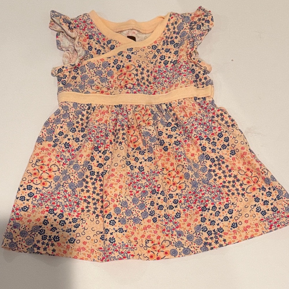 Tea Collection Peach and Navy Floral Infant Dress 9-12 Months Girls